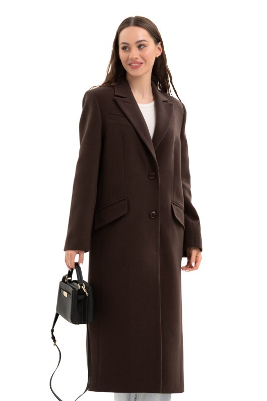 Довге пальто зі шліцею «Місті» шоколад