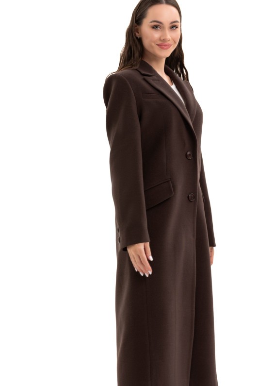 Довге пальто зі шліцею «Місті» шоколад