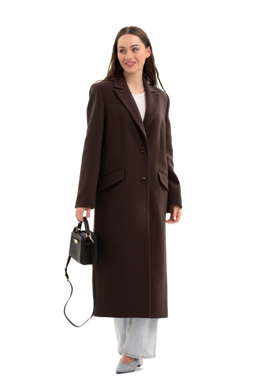 Довге пальто зі шліцею «Місті» шоколад