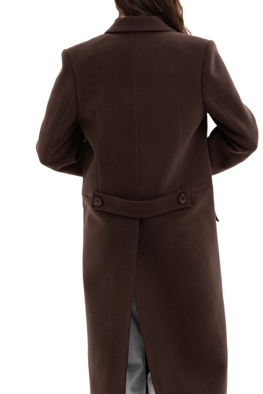 Довге пальто зі шліцею «Місті» шоколад