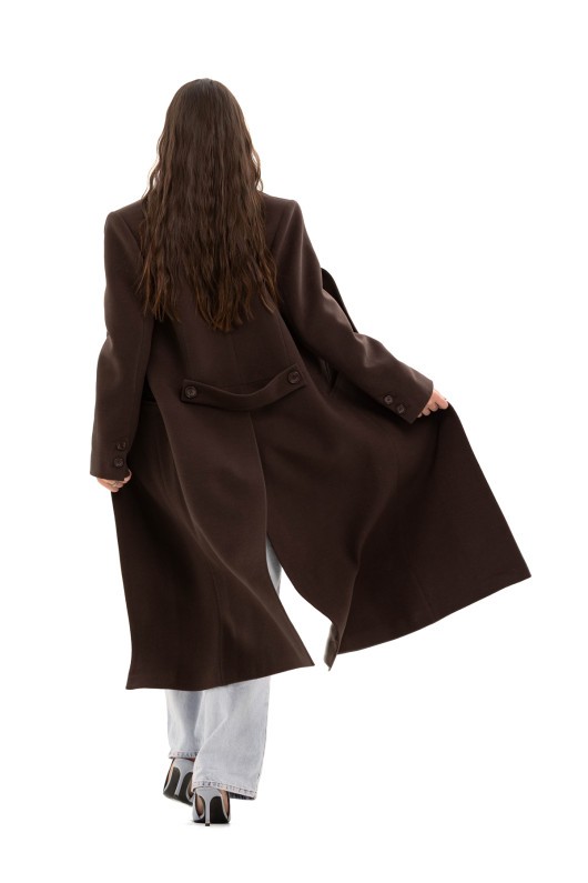 Довге пальто зі шліцею «Місті» шоколад