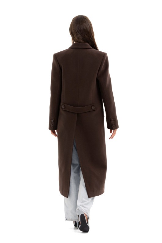 Довге пальто зі шліцею «Місті» шоколад