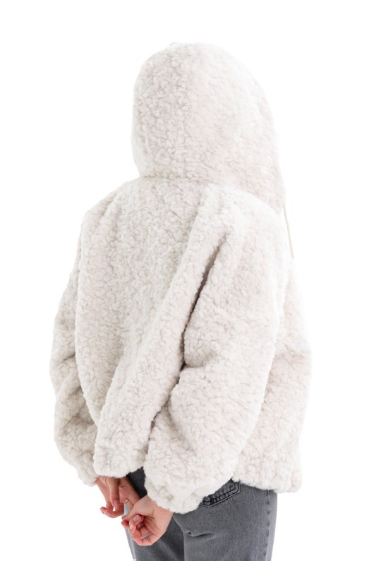 Теплий бомбер з капюшоном «Корі» молочний