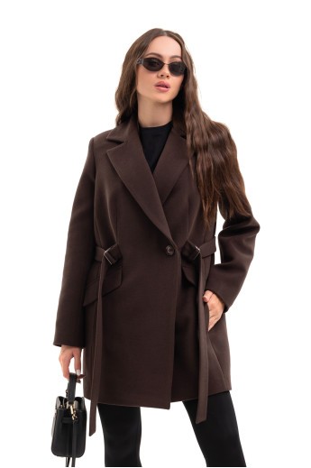 Коротке кашемірове пальто «Ніколет» шоколад