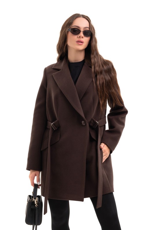 Коротке кашемірове пальто «Ніколет» шоколад