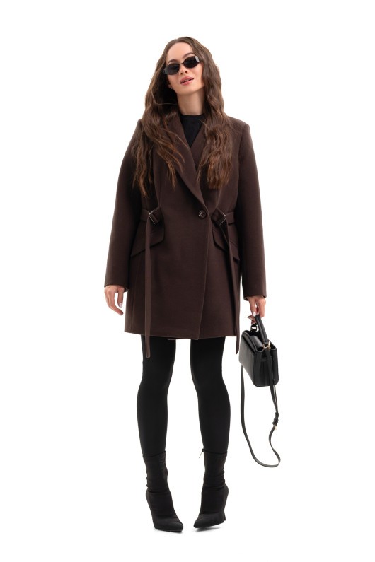 Коротке кашемірове пальто «Ніколет» шоколад