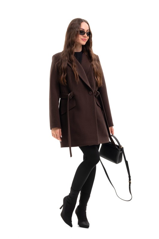 Коротке кашемірове пальто «Ніколет» шоколад