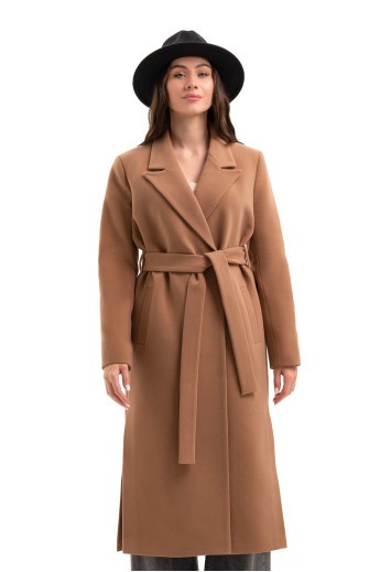 Пряме демісезонне пальто «Одрі» кемел