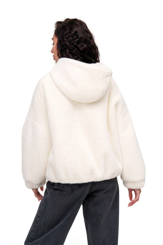 Коротка шубка з капюшоном «Люксі» біла утеплене