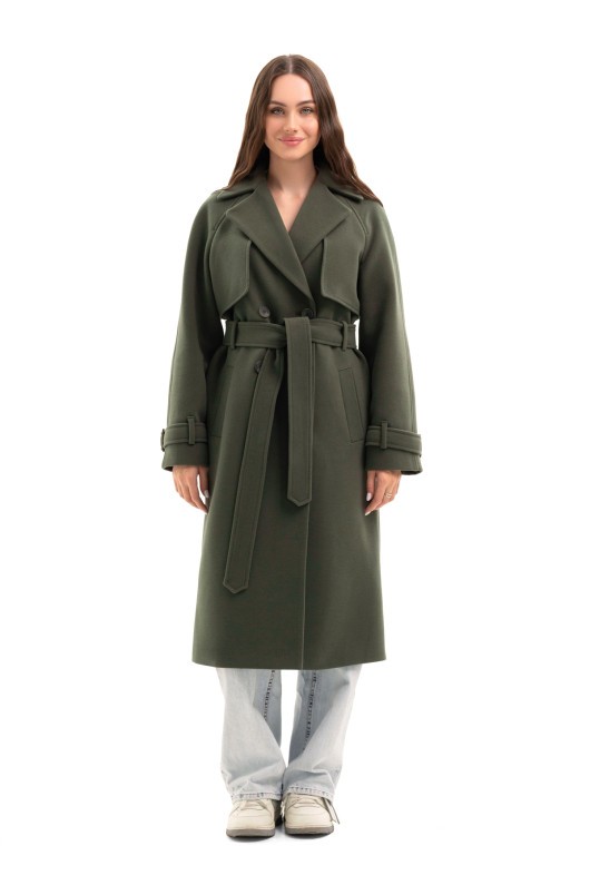 Двобортне пальто-міді «Рамі» бежеве