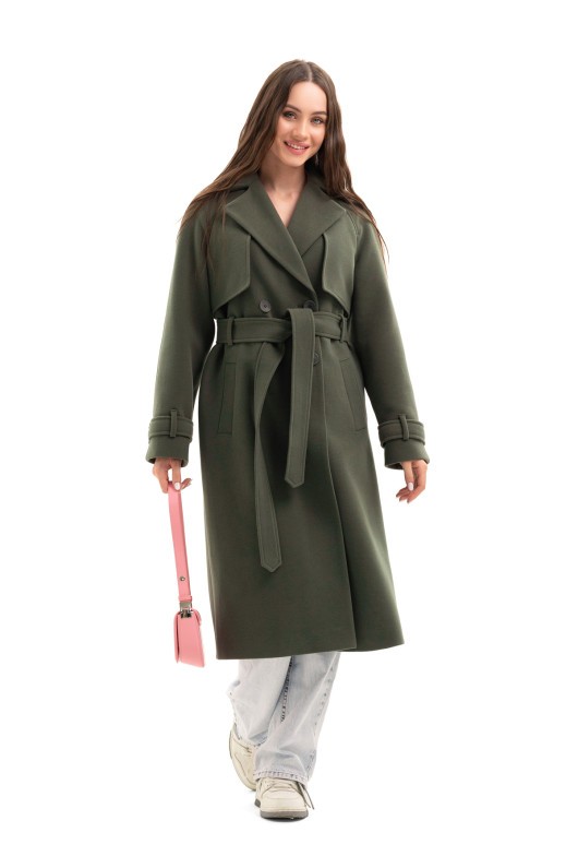 Двобортне пальто-міді «Рамі» бежеве