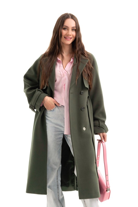 Двобортне пальто-міді «Рамі» бежеве