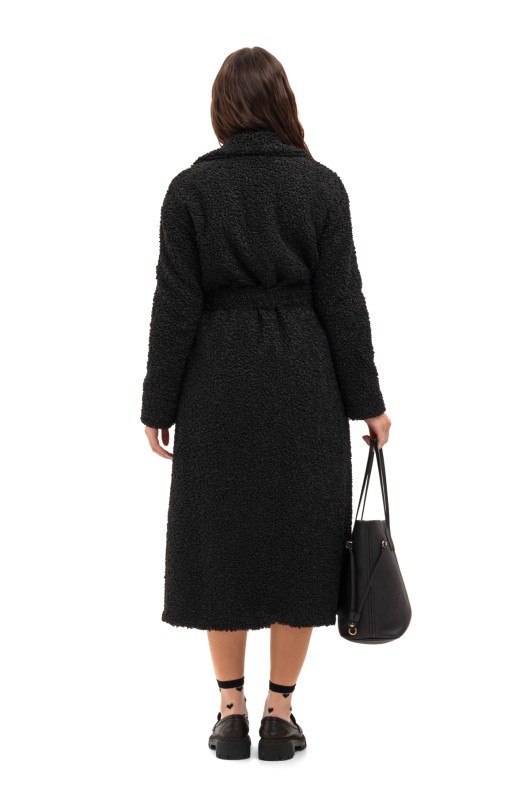 Довга зимова шуба еко барашек «Меді» чорна утеплене