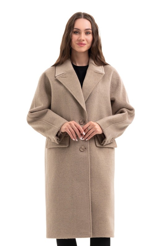 Утеплене оверсайз пальто «Олівер» бежевий утеплене
