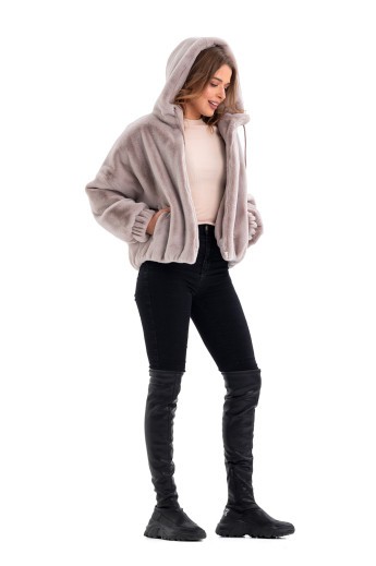 Коротка шуба Лолі бежевий утеплене