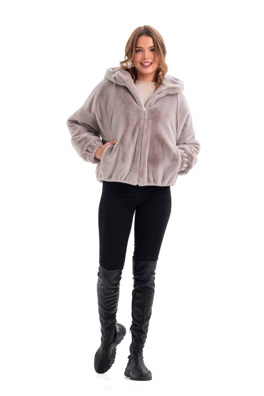 Коротка шуба Лолі бежевий утеплене