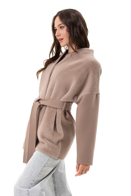 Коротке пальто з поясом «Ріна» бежеве