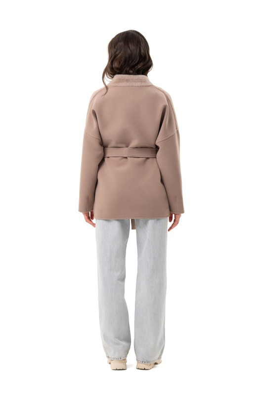 Коротке пальто з поясом «Ріна» бежеве