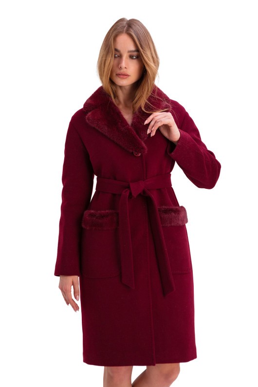 Пальто Лiра бордо утеплене