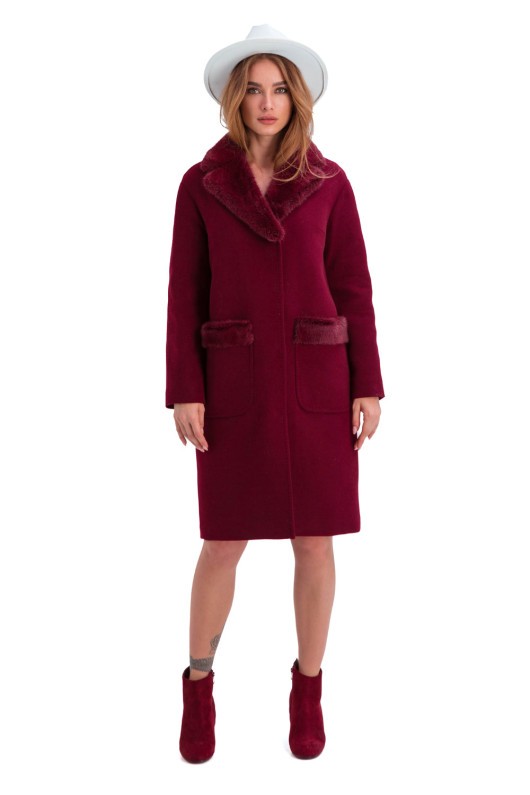 Пальто Лiра бордо утеплене