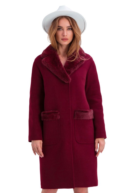 Пальто Лiра бордо утеплене