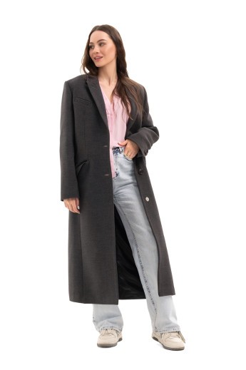 Довге пальто зі шліцею «Місті» графіт