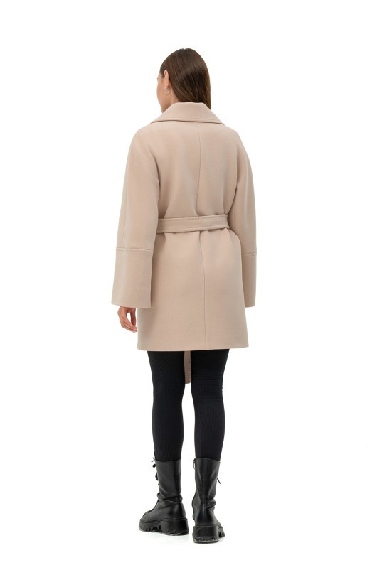 Коротке пальто на запах «Ема» бежевий