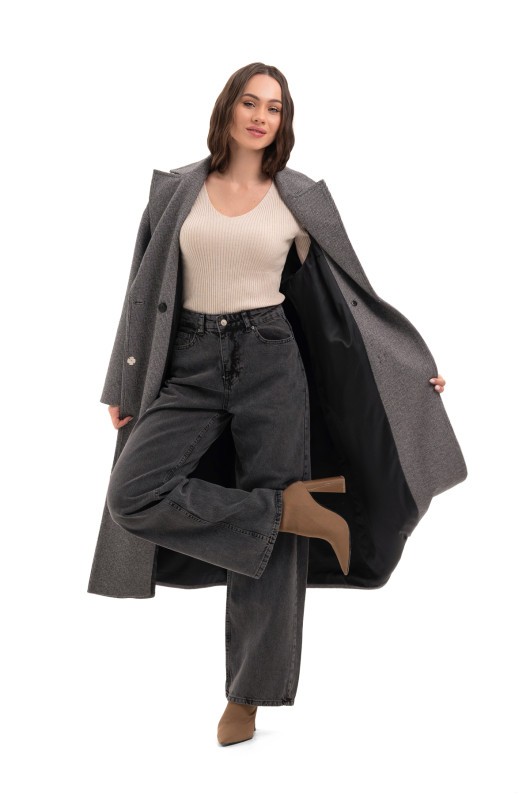 Жіноче пальто великих розмірів «Енді» чорно-білий