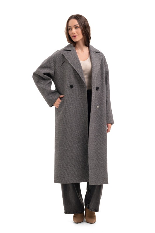 Жіноче пальто великих розмірів «Енді» чорно-білий