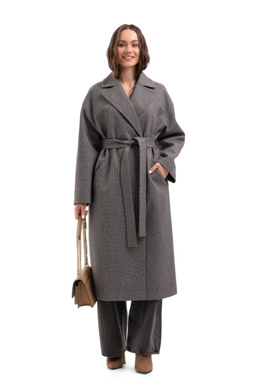 Жіноче пальто великих розмірів «Енді» чорно-білий