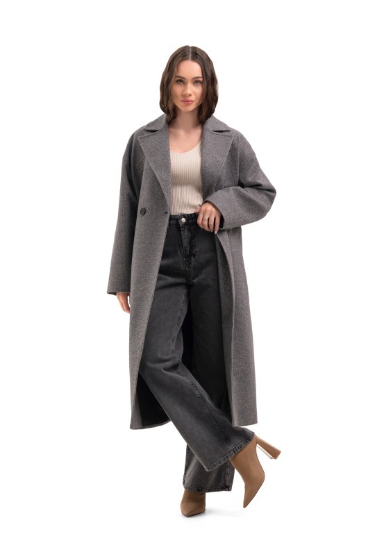 Жіноче пальто великих розмірів «Енді» чорно-білий