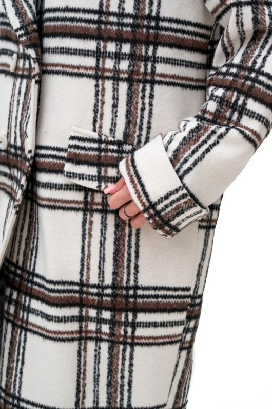 Легке оверсайз пальто «Жанет» біло-коричневе