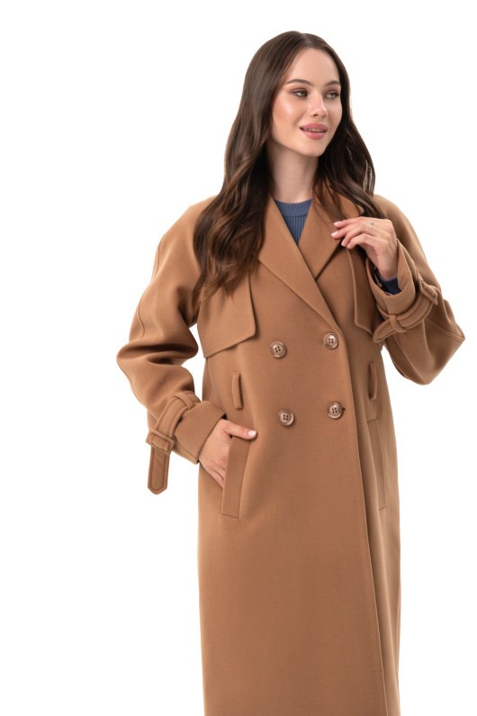 Двобортне пальто-міді «Рамі» кемел