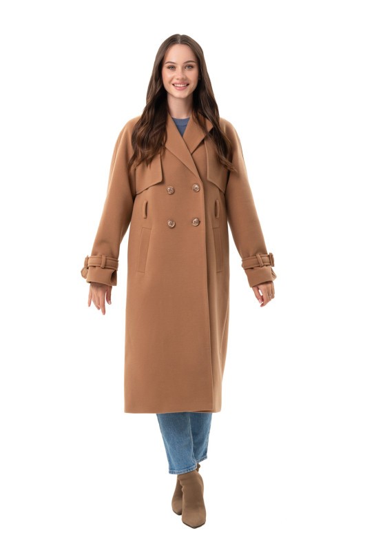 Двобортне пальто-міді «Рамі» кемел