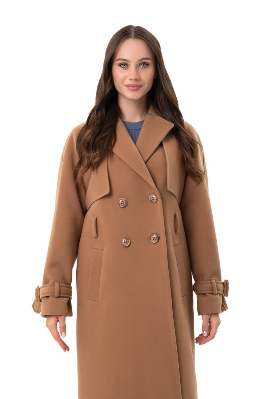 Двобортне пальто-міді «Рамі» кемел