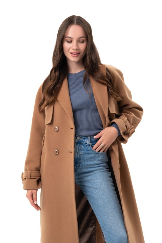 Двобортне пальто-міді «Рамі» кемел