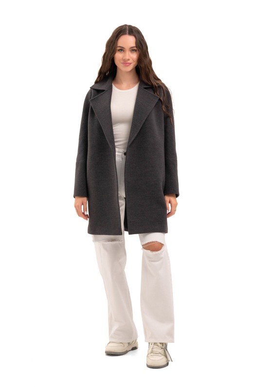 Коротке пальто на запах «Ема» графіт