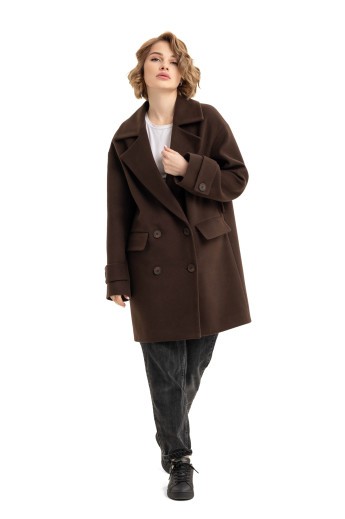 Пальто зі складкрю на спинці «Пош» шоколадне