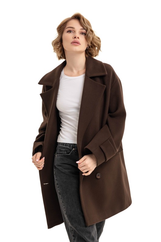 Пальто зі складкрю на спинці «Пош» шоколадне