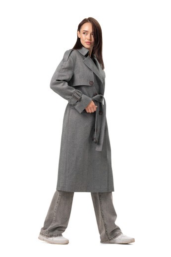 Демісезонне пальто в ялинку «Айві» чорно-біле