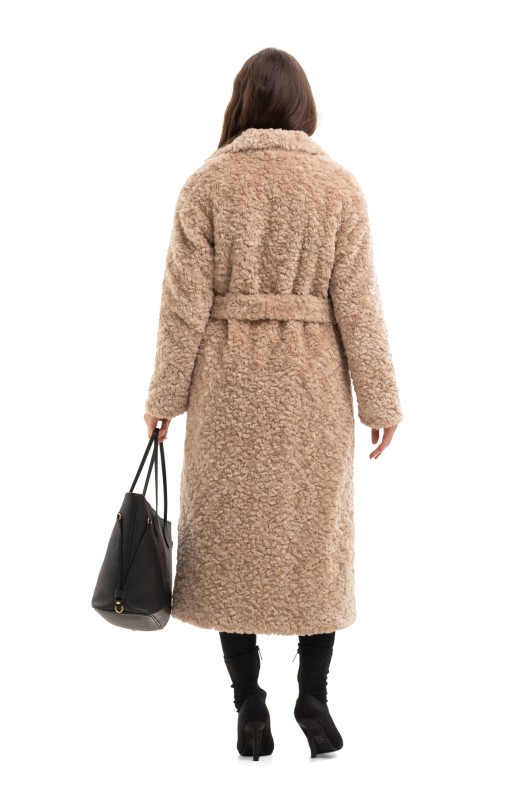 Довга зимова шуба еко барашек «Меді» капучино утеплене