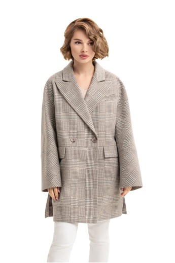 Пальто з розрізами «Деніз» в клітинку