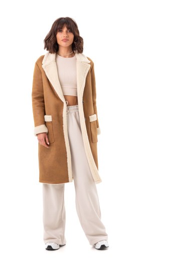 Дубленка Дара коричнево-белый