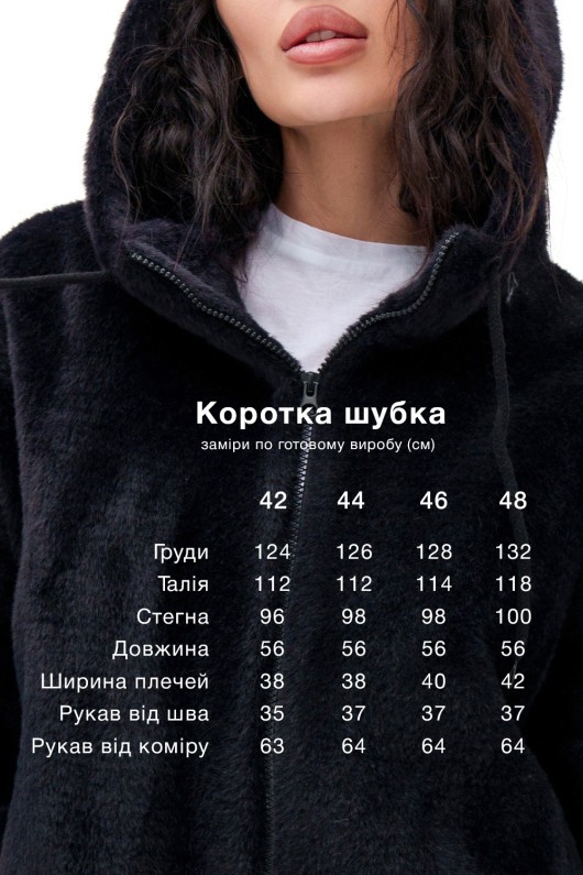 Коротка шубка з капюшоном «Люксі» чорна утеплене