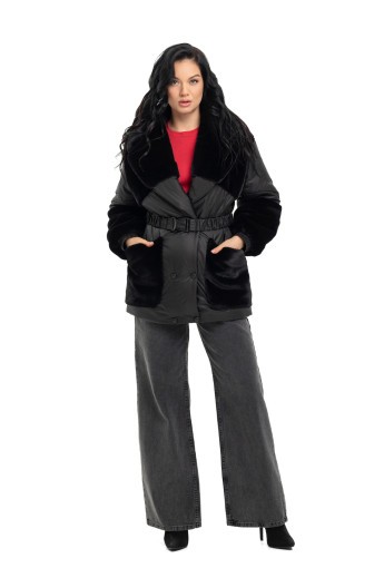 Зимова комбінована куртка «Мерілу» чорний утеплене