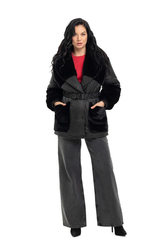 Зимова комбінована куртка «Мерілу» чорний утеплене