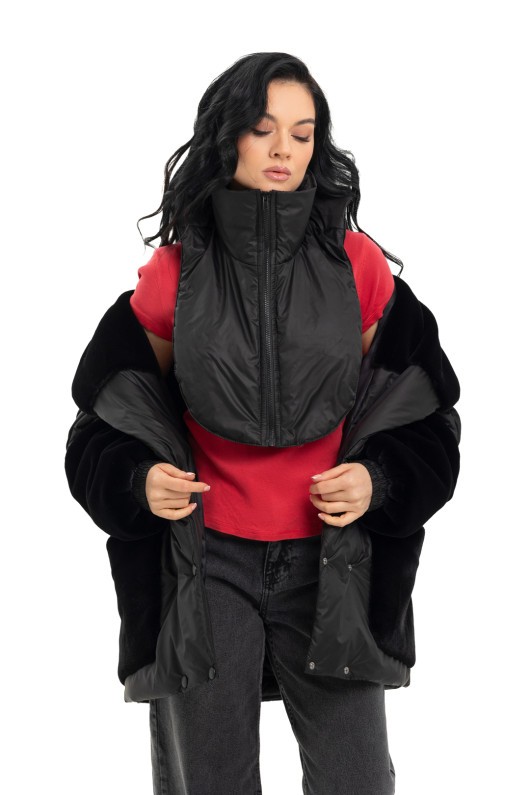 Зимова комбінована куртка «Мерілу» чорний утеплене