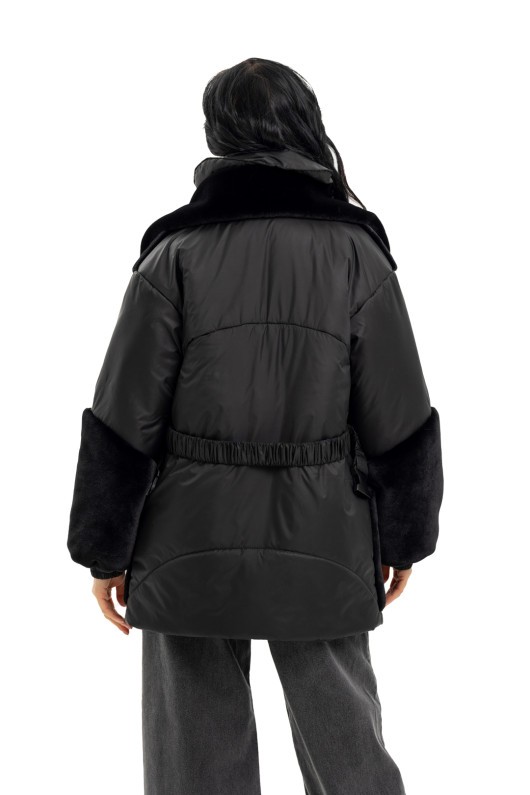 Зимова комбінована куртка «Мерілу» чорний утеплене