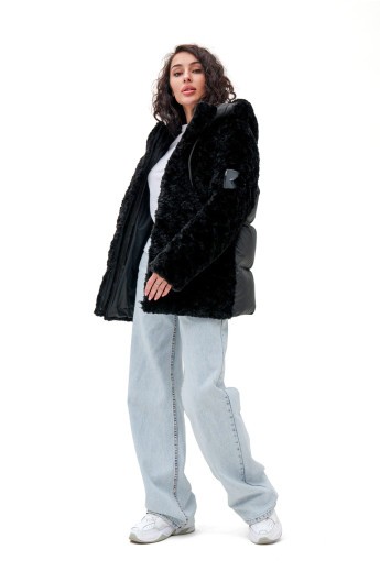 Подовжений пуховик «Скай» чорний д.в. утеплене