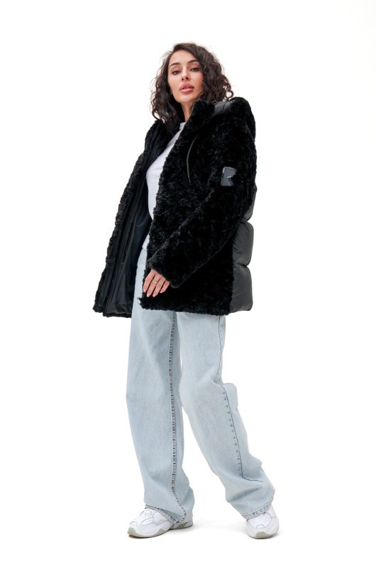 Подовжений пуховик «Скай» чорний д.в. утеплене